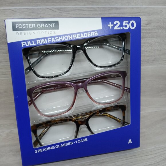 Foster Grant Reading Glasses 3-Pack +2.50 - Full Rim Fashion Readers - Picture 1 of 3